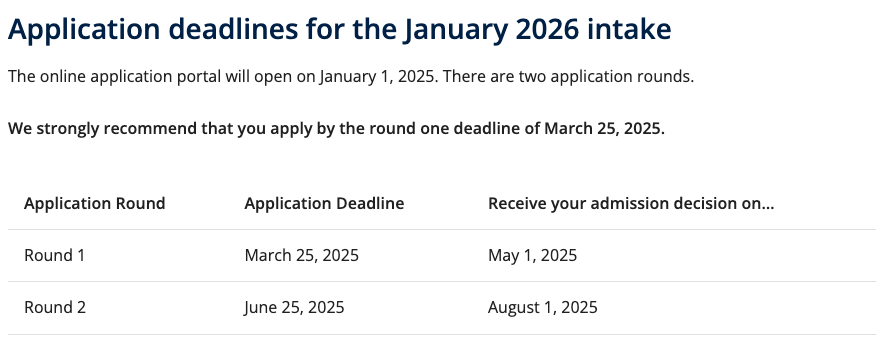 UBC Master of Engineering Leadership Program Supplementary Application Timeline / Deadline