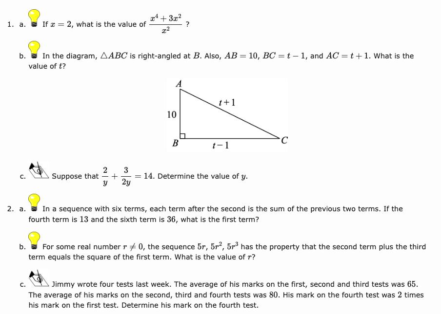 Questions 1 and 2 from the 2024 Euclid Contest