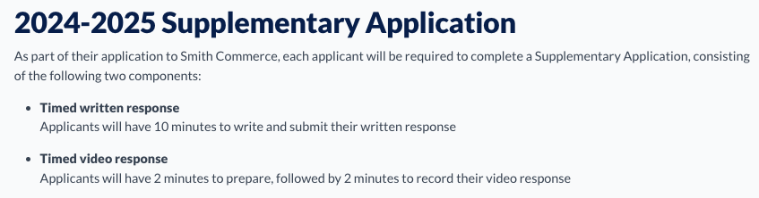 2024-2025 Queen's Smith Commerce Supplementary Application Questions